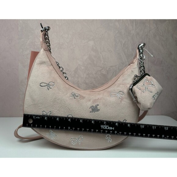 Juicy Couture Delightful Crossbody Dusty Blush  Rhinestone Bow Coin Pouch NWT - Picture 16 of 16